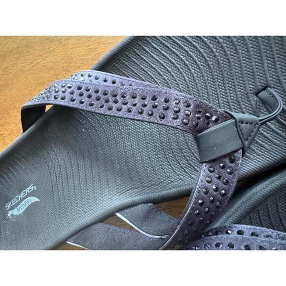 Skechers Arch Fit GOwalk Radiance Mesmerize Rhinestone Sandals Black Size 11 - Picture 4 of 10